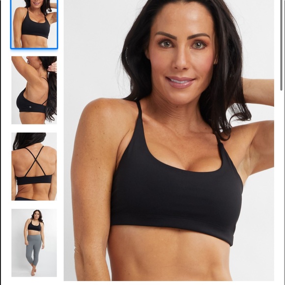 SAVVI ARID Small Black Scoop Neck Strappy Criss Cross Back Sports Bra - Picture 2 of 8